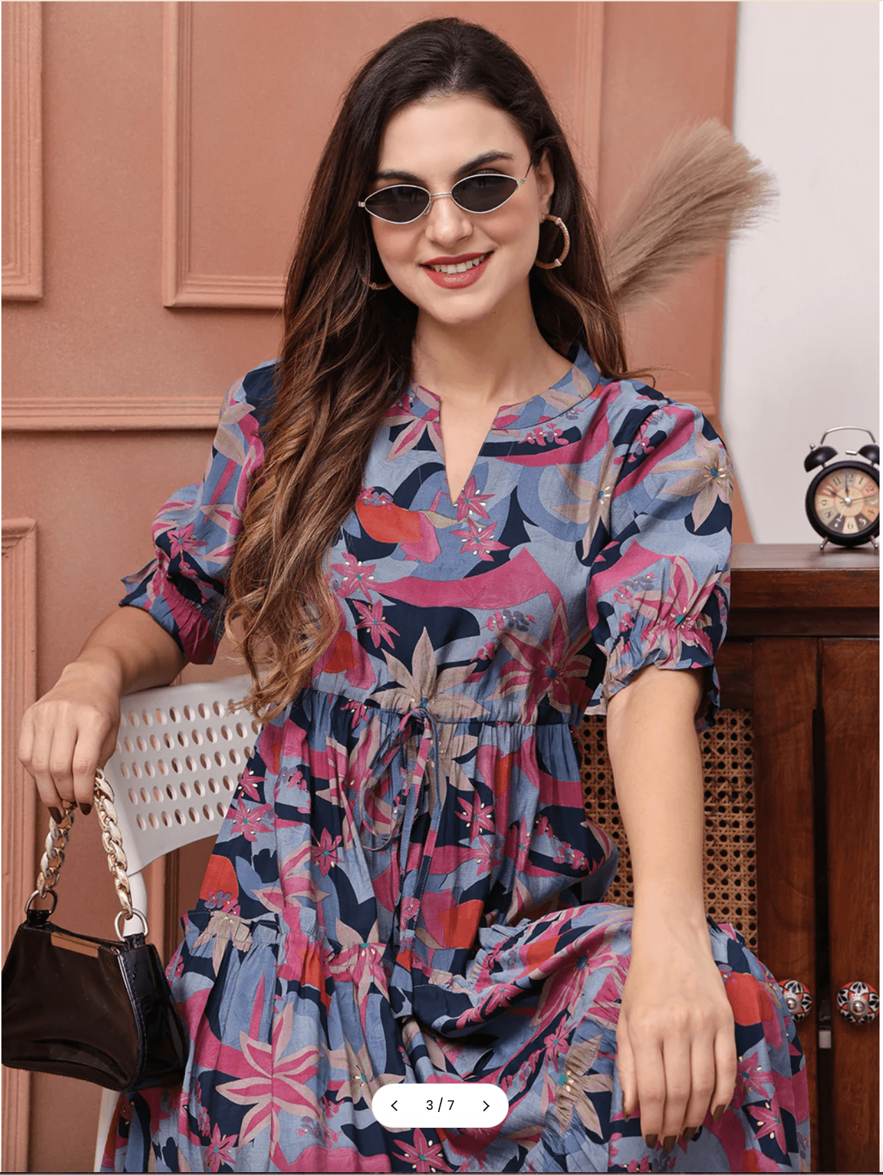 Azure Bloom Print Midi Dress - product media