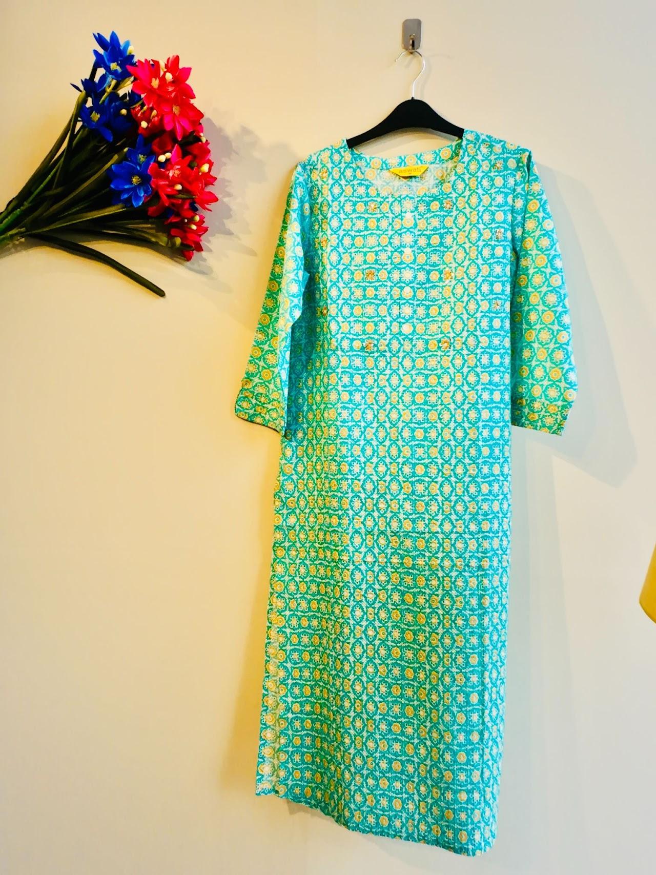 Floral Pattern green Dress - product media