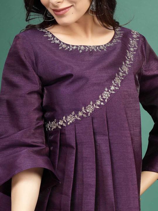 Floral Embroidered Pleated Top - product media